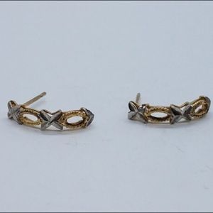 Preloved Vintage 10k Gold Diamond Cut Earrings